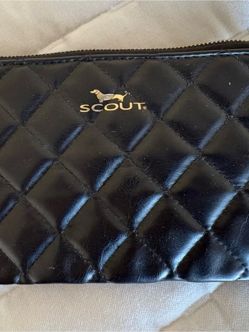 Scout Quilted Black Wristlet & Free People Navy Puffer Cosmetic Clutch Set